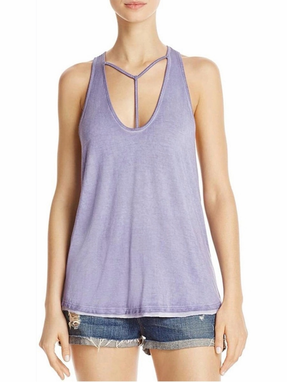 Free People We The Free Amelia Y-Strap Racerback Tank Top Purple